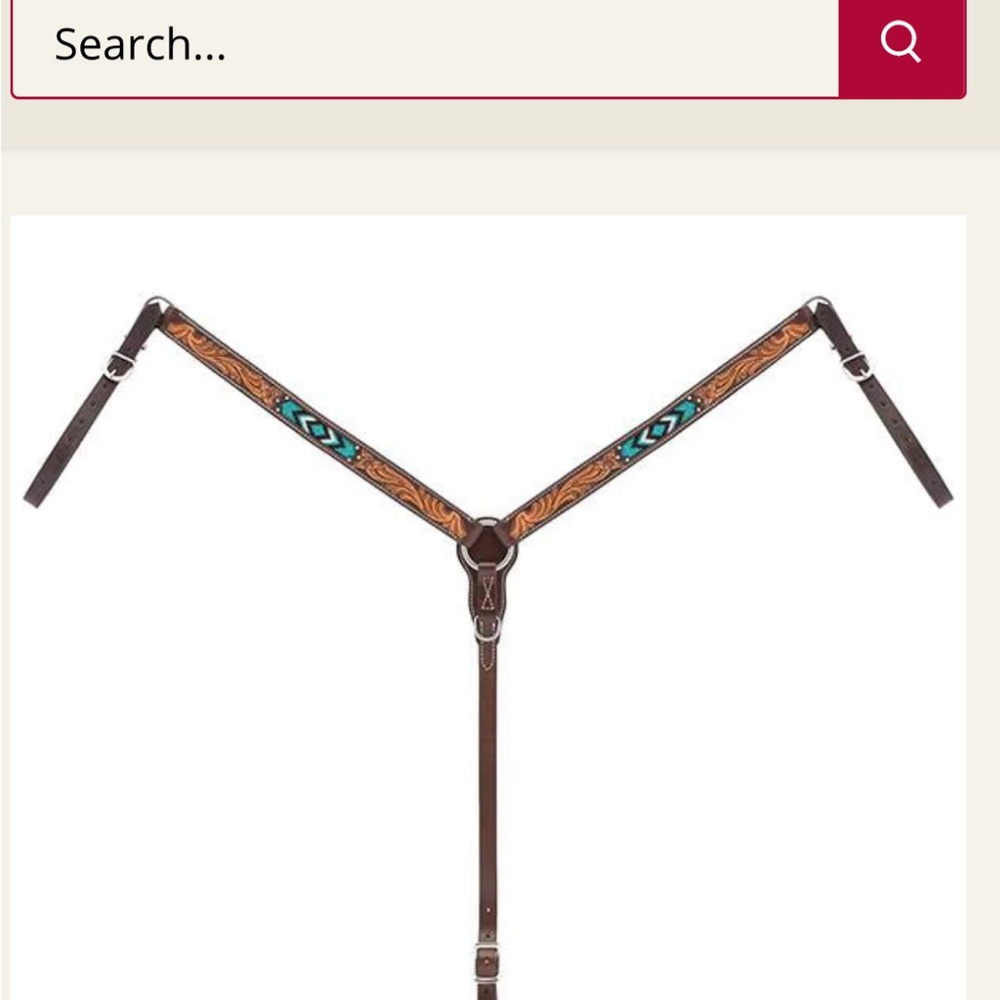 Weaver Leather Brown and Turquoise Breast Collar